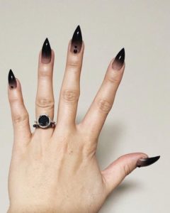 pointy black ombre nails
