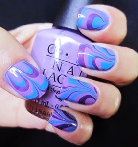 blue purple marble nails