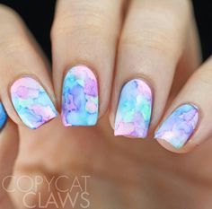 rainbow marble nails