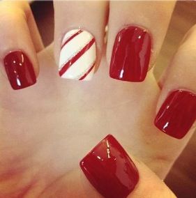 candy cane accent nails