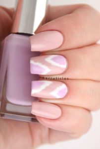 lilac, pink and white nails