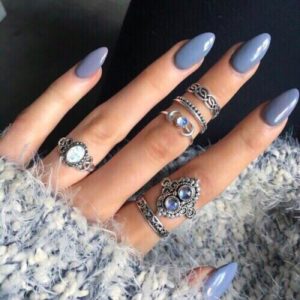 Almond Blue Nails