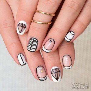 geometric diamond nails
