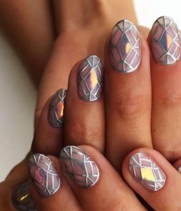 monochrome diamond nails