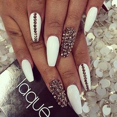 white diamond nails