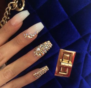 gold diamond nails