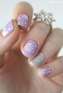 lavender snowflake nails