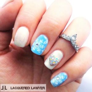 turquoise snowflake nails