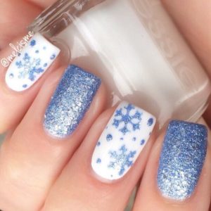 glitter snowflake nails
