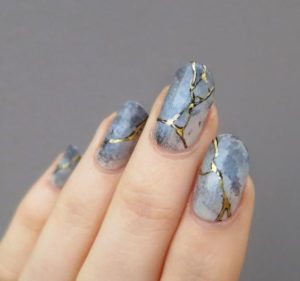 blue marble manicure