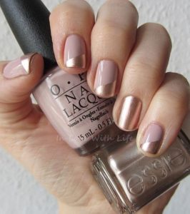 metallic rose nude nails