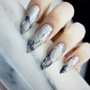 silver marble nails