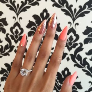 chrome nails peach princess