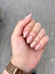 nude crystal almond nails