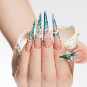 Mermaid Pointy Stiletto Nails