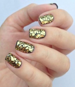 Gold Mirror Mosaic Nails