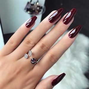 Extra Long Patent Burgundy Nails