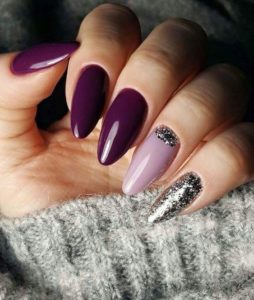 almond purple burgundy nails