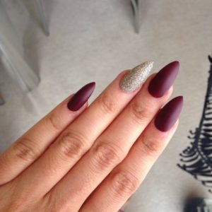 matte burgundy almond nails