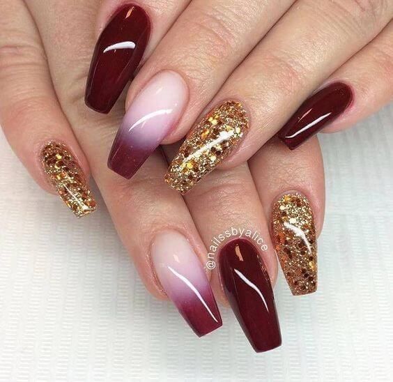 ombre burgundy and gold