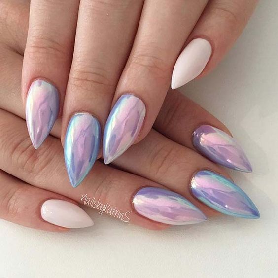 Iridescent Pink and Purple Nails 