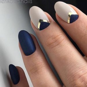 blue and nude fall nails