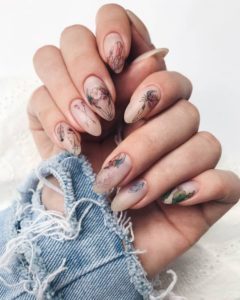 nude nails with boho prints