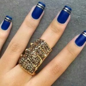 dark blue gold nail ideas
