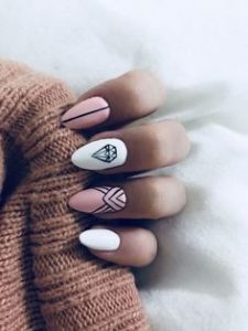 diamond pink white nails