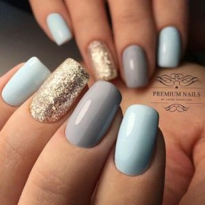 lue gold gray nails
