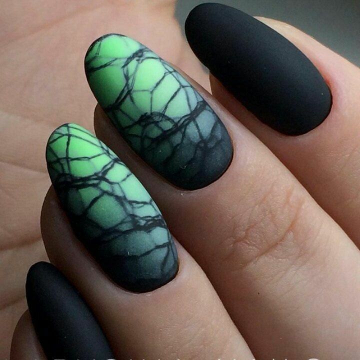 Green and black nails