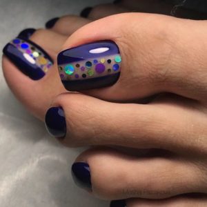 Glittery and purple longer toenails
