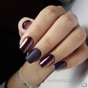 Purple metallic and matte nails