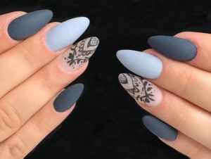 matte blue stiletto nails