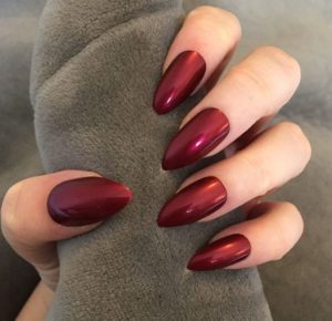 metallic red nails