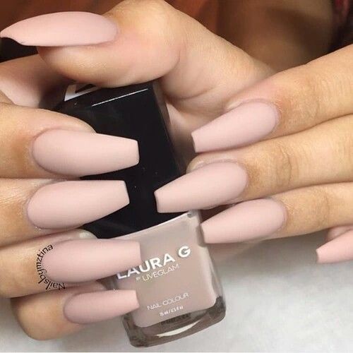 Nude matte coffin shaped nails