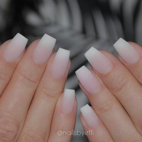 White ombre nails with matte top coat 