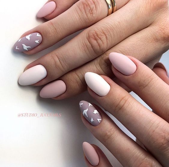 Pastel pink shades nail design 