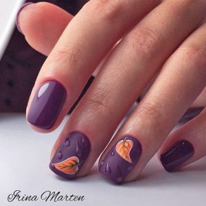 purple and orange short nails