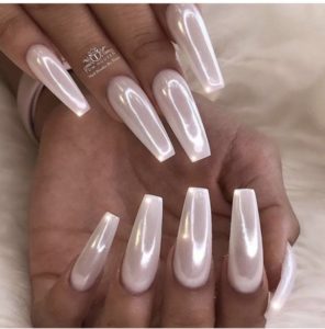 Chrome white nails
