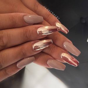 Acrylic Bronze and Beige Nails