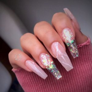 pink foil nails