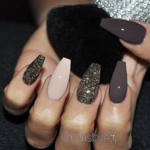 brown glitter nails