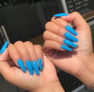 Sky Blue Nails Coffin
