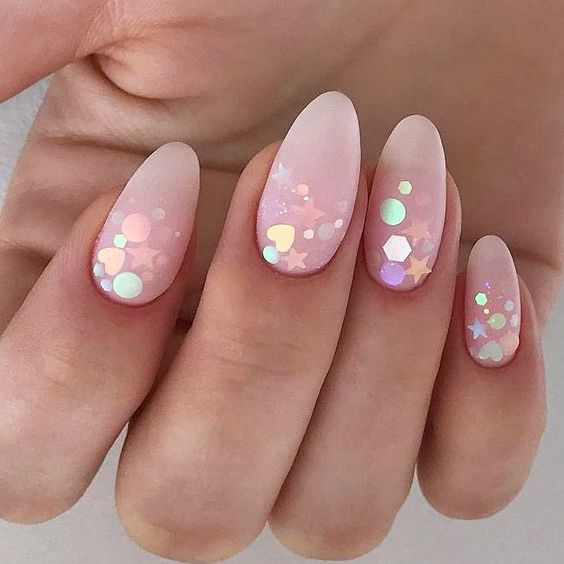 Sparkly Almond Shaped Nails