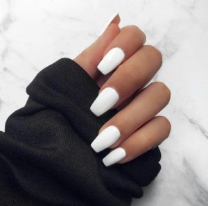 White nails coffin Acrylic