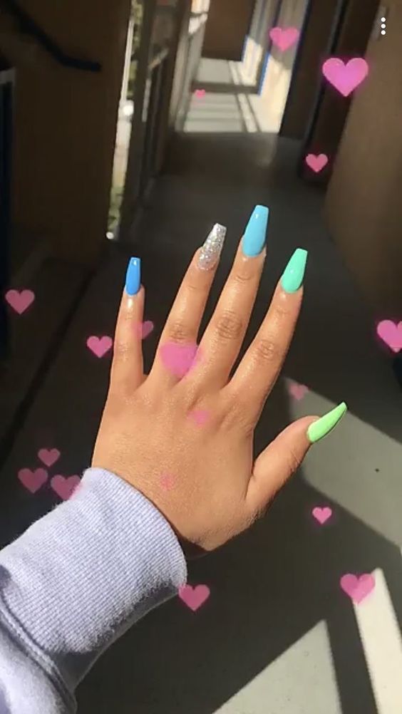 40 Colorful Coffin Acrylic Nails To Choose From