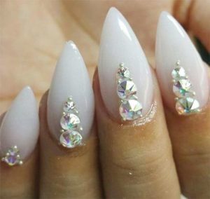 pointed nails in white