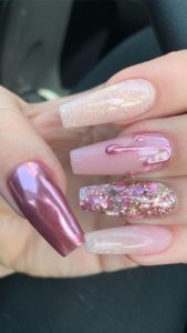 color splash pink coffin nails
