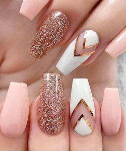 nude nails and chevron nail design